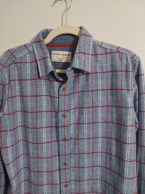 Light Blue Plaid Button-Down Shirt